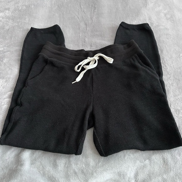 Aerie Black Waffle Knit Joggers Size XS - Picture 4 of 9